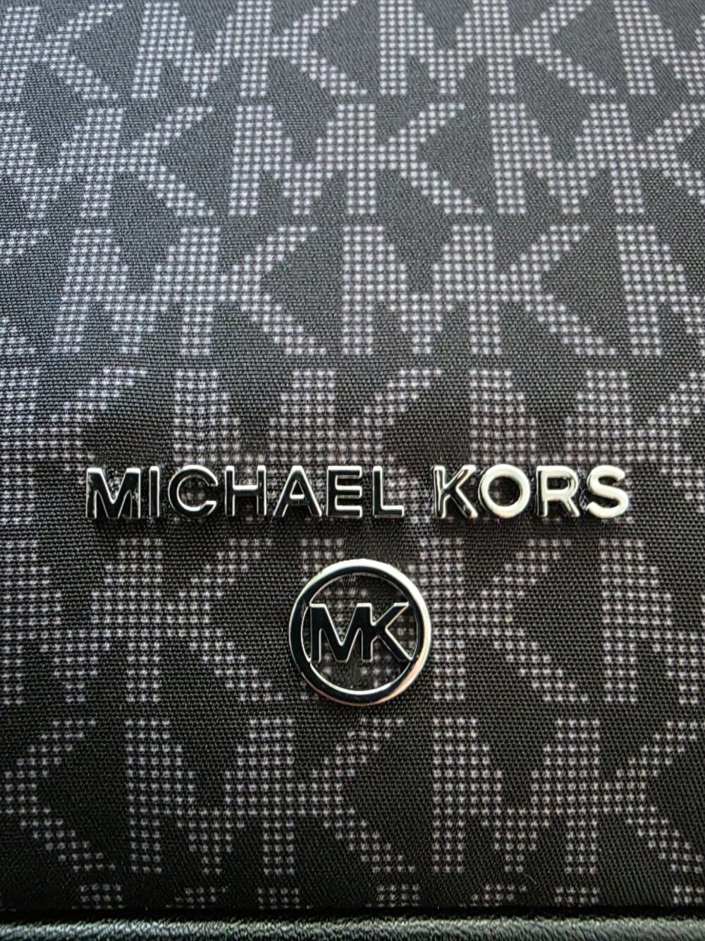 NWT Michael Kors Black/Gray MK Monogram Crossbody Bag- Water Resistance- OBO! - Picture 9 of 10